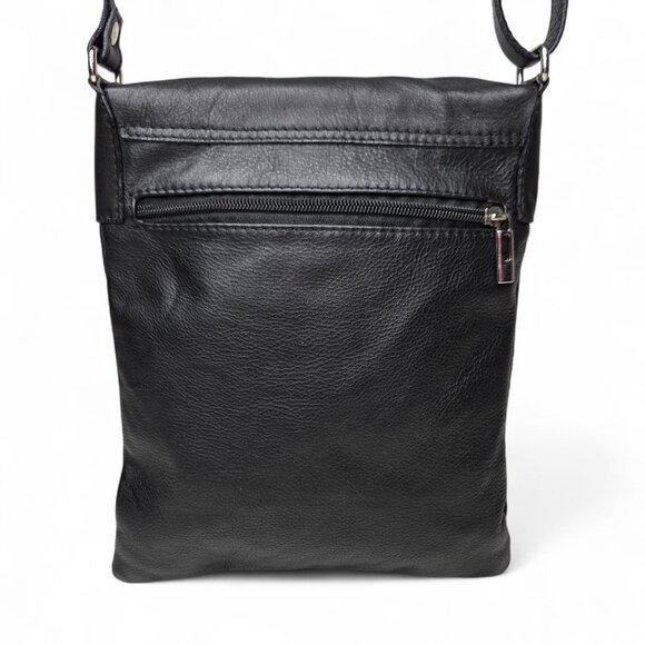 I. Medici Firenze Black Leather Crossbody Purse Women's Flap Front Boxy Designer - Picture 4 of 9
